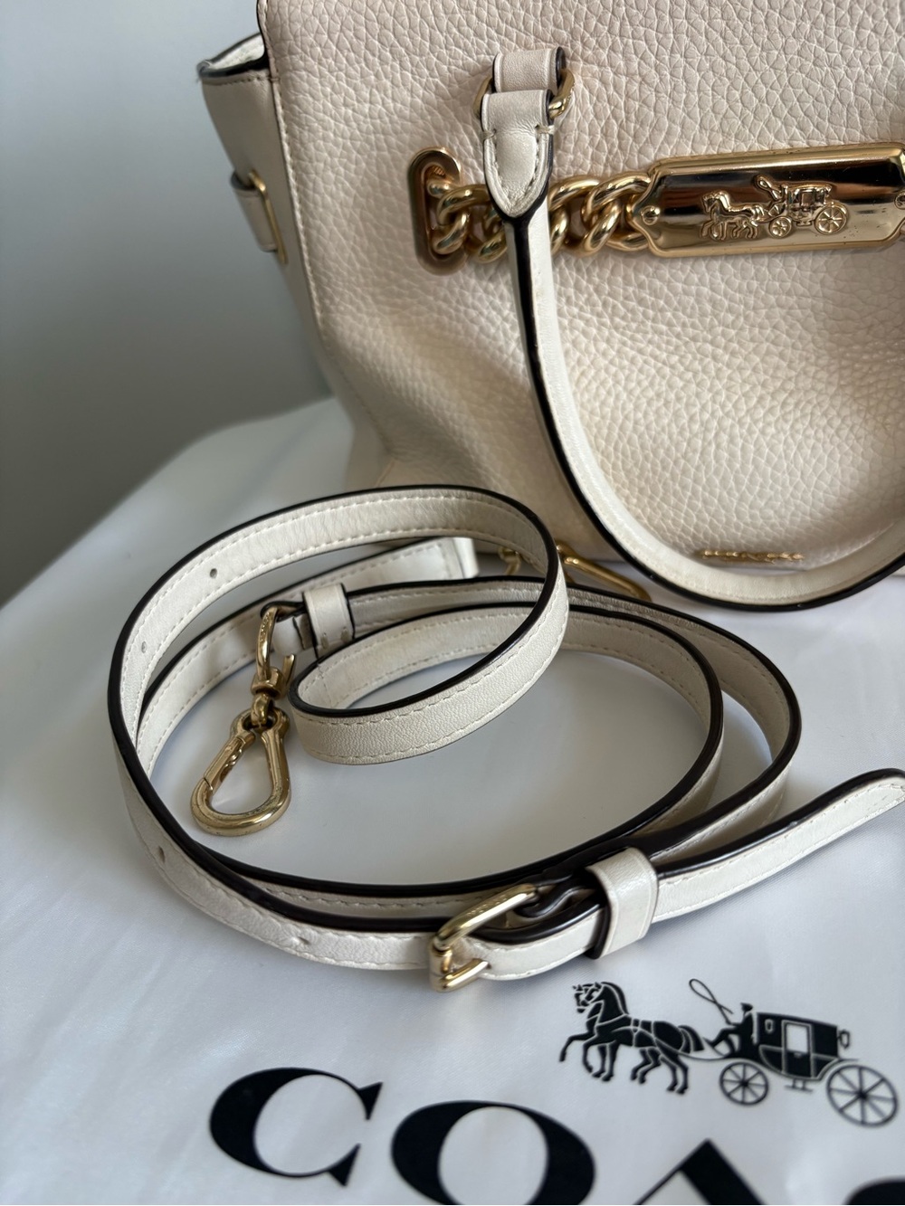 Coach Blake Carryall Chalk Pebbled Leather Satchel - Picture 12 of 12